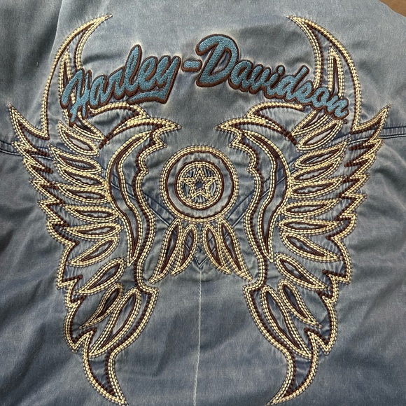 Women's Harley- Davidson Blue Gray Denim Jacket - Picture 3 of 4